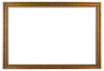 Narrow gold picture frame on a transparent background, in PNG format.
