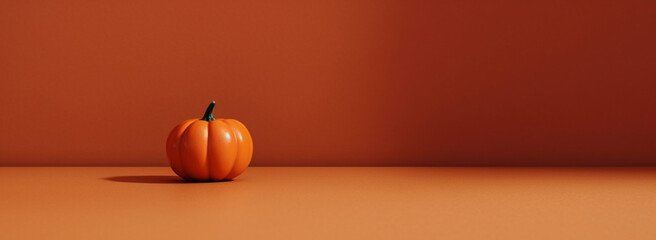 Solitary Beauty: A Captivating Pumpkin Gracing the Orange Canvas AI generated