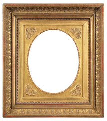 Patterned picture frame with an oval cutout in the center on a transparent background, in PNG...
