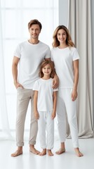 Fototapeta premium A man and woman and a little girl posing for a picture
