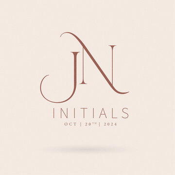 JN letter logo, JN Typography Initial Letter Brand Logo, Minimalist Wedding Monogram Logo, Typographic Line Monogram Logo,JN brand logo
