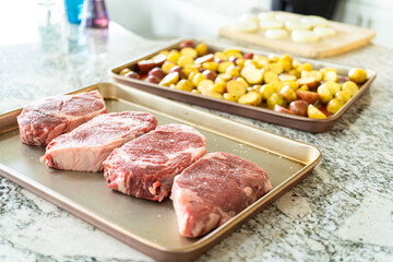 Seasoned Rib Eye Steak Ready for Grilling