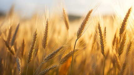 Obraz premium Close-up of a field of wheat. Generative Ai