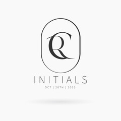 Obraz premium CR brand logo, CR letter logo, CR Typography Initial Letter Brand Logo, Minimalist Wedding Monogram Logo, Typographic Line Monogram Logo