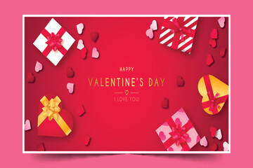 happy valentine s day with realistic presents design vector illustration