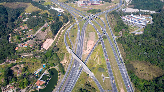 Junction of Rodovia dos Bandeirantes and Rodovia Anhanguera in S&atilde;o Paulo, Brazil.