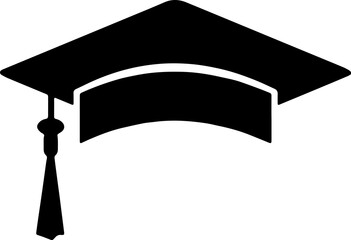 Silhouette of graduation cap or education hat on transparent background