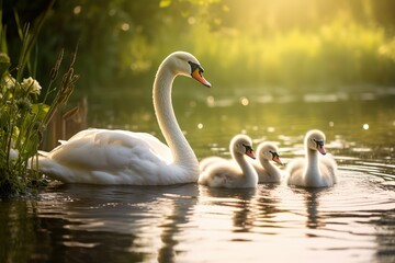Fototapeta premium swans on the river