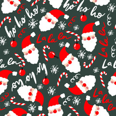 christmas seamless pattern with cute santa head design