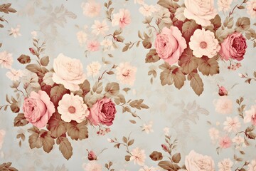  Rose floral tapestry, romantic texture background.