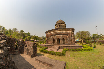 Ornately carved terracotta Hindu temple constructed in the 17th century Radhashyam mandir at...