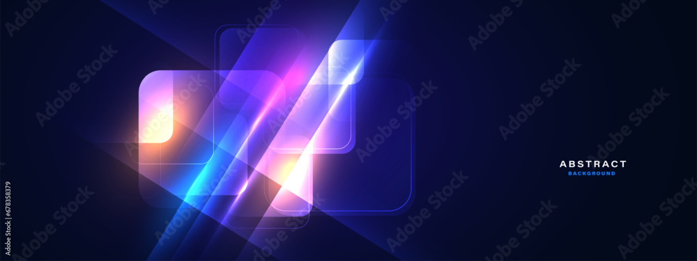 Poster abstract futuristic background with glowing neon light effect. vector illustration.