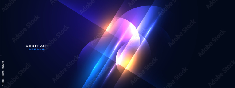 Poster abstract futuristic background with glowing neon light effect. vector illustration.