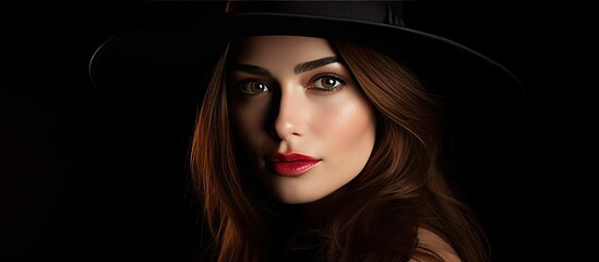 Beautiful woman in hat black background More images in my portfolio