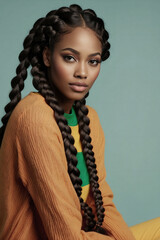 beautiful african girl long hair with braids