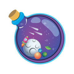 Outer space view on a potion bottle Vector