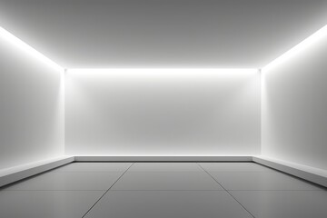 White room with lights and a spotlight