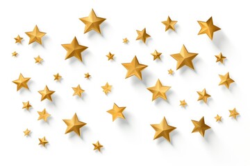collection of golden stars scattered across a white background