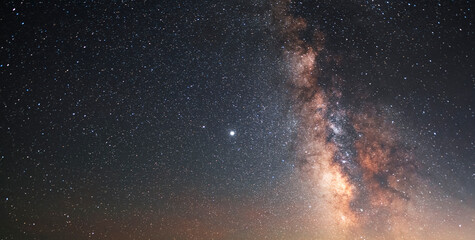 Bright Milky Way galaxy. Starry sky. Starry  sky background. Space wallpaper. 
