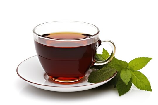 cup of hot aromatic tea on white background. AI Generated