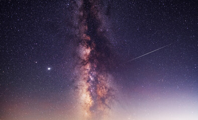 Bright Milky Way galaxy. Starry sky. Starry  sky background. Space wallpaper. 