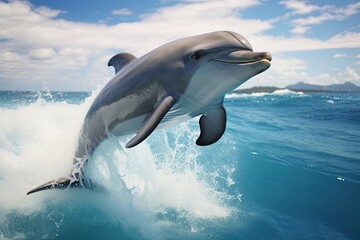 Dolphin jumping out of the water. Ai Generative