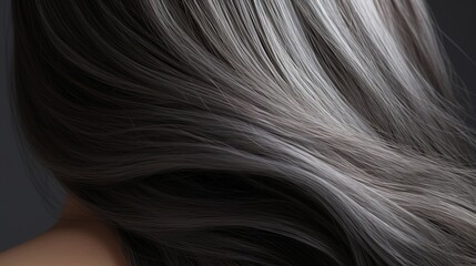 Naklejka premium A woman with grey hair is shown from the back