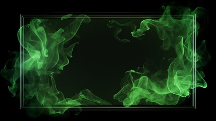 A square frame with green smoke on a black background
