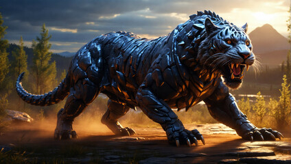 An alien panther at sunset.