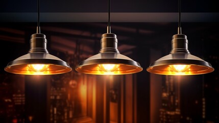 Obraz premium Three lights hanging from a ceiling in a room