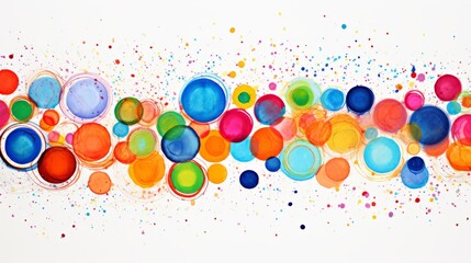 A painting of colorful circles on a white background - obrazy, fototapety, plakaty