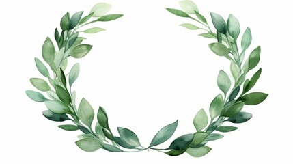 A watercolor painting of a wreath of leaves - obrazy, fototapety, plakaty