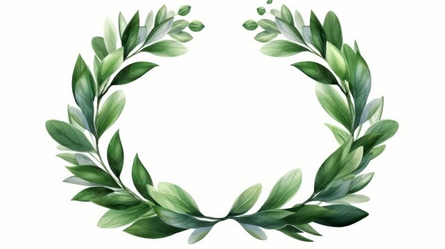 A watercolor painting of a wreath of leaves