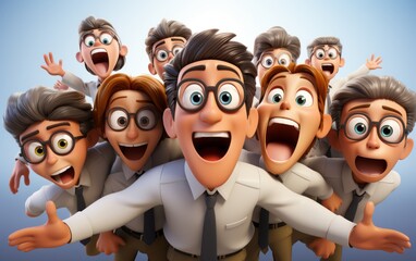 cartoon 3d characters surprised face expression