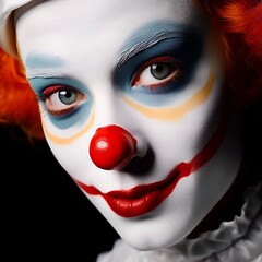 portrait of a clown with a red hair