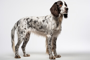 photo with white background of a setter breed dog