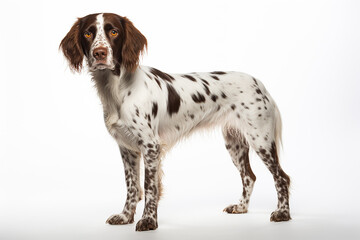 Breton breed dog with white background