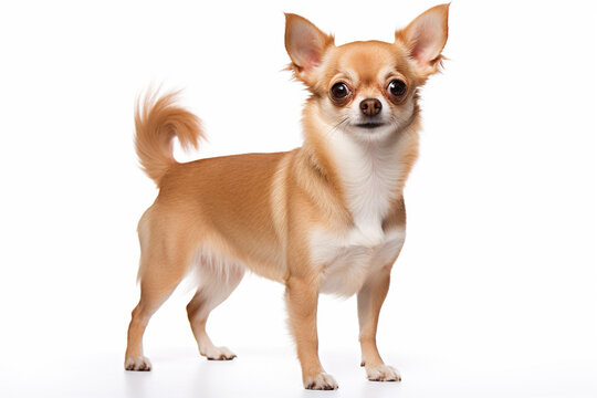 photo with white background of a chihuahua breed dog