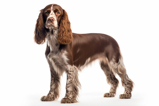 photo with white background of a cocker spaniel dog