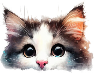 Charming Kitty Peek: Digital Illustration of a Cute Cat's Playfulness