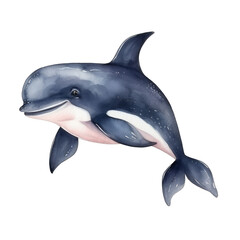 Obraz premium Watercolor Cute Whale. Whale Clipart. Watercolor Sea Animal Illustration.