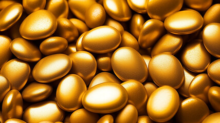 Bright fabulously festive background made of gold stones. 3d render.