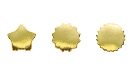 Badge banner ribbon shape sticker icon stars gold golden cut out PNG isolated transparent background 