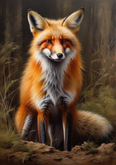 Fototapeta premium Artistic portrait of a red fox in the forest