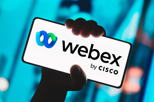 November 14, 2023, Brazil. In this photo illustration, the Cisco Webex logo is displayed on a smartphone screen.