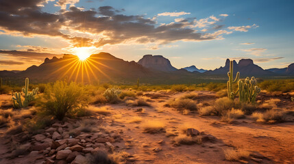 Sunset in the Desert Mountains
