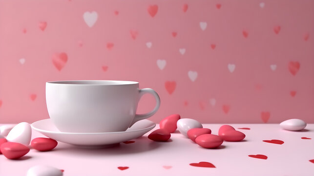 mockup de corazones, tazas y elementos de amor para aniversario y dia de San Valetin