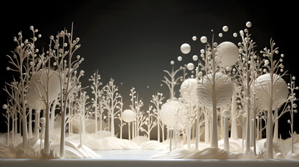 Miniature Forrest Background in White and Pearl