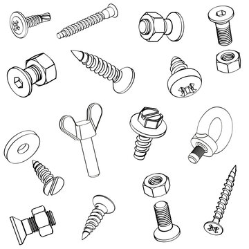 bolt self-tapping screw set nut washer