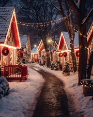 Warmly Lit Christmas Village